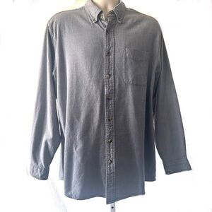 LL Bean Mens Shirt Sz L Tall Blue Cotton Oxford Preppy Academia Long Sleeves